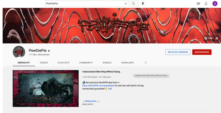 110 millionsubscribers make the Swede Felix Kjellberg, better known as PewDiePie ...